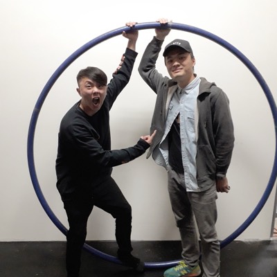 With a fellow Cyr Wheel artist, 2017